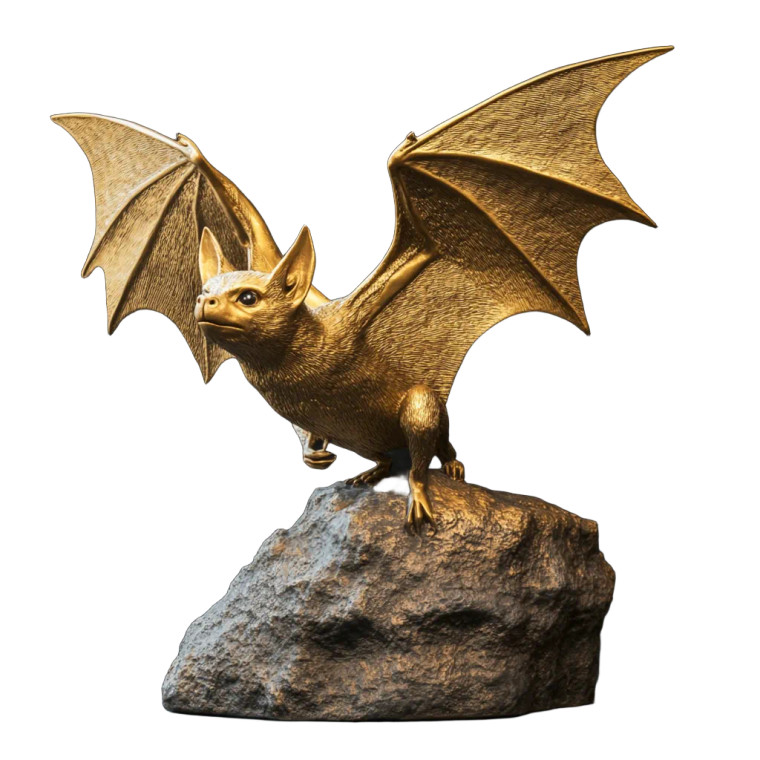 Golden Bat Sculpture Vinyl Car Decal Sticker – Waterproof & UV-Resistant 8"