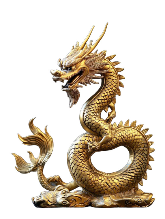 Golden Chinese Dragon V7 Vinyl Car Decal Sticker – Waterproof & UV-Resistant 8"