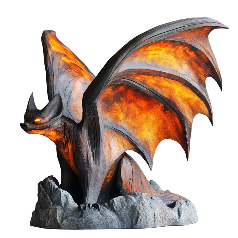 Fire Bat Sculpture Vinyl Car Decal Sticker – Waterproof & UV-Resistant 8"