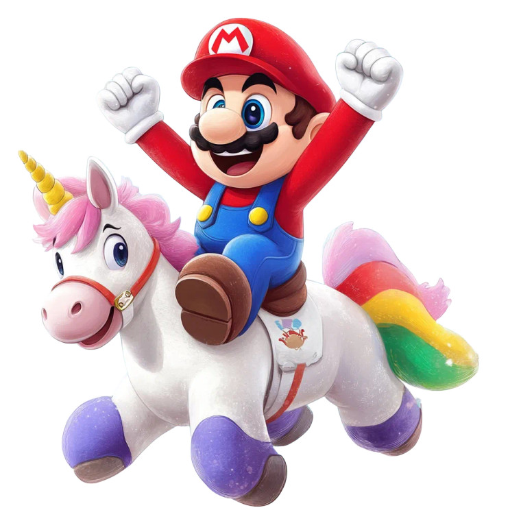 Mario On Unicorn V2 Vinyl Car Decal Sticker – Waterproof & UV-Resistant 8"