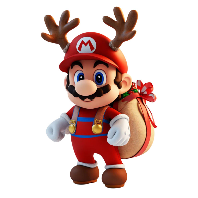 Mario Reindeer Vinyl Car Decal Sticker – Waterproof & UV-Resistant 8"