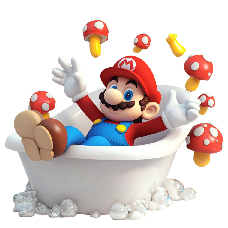 Supermario Bath Time Vinyl Car Decal Sticker – Waterproof & UV-Resistant 8"