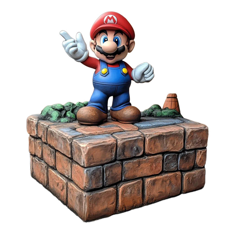 Mario Statue Base Vinyl Car Decal Sticker – Waterproof & UV-Resistant 8"