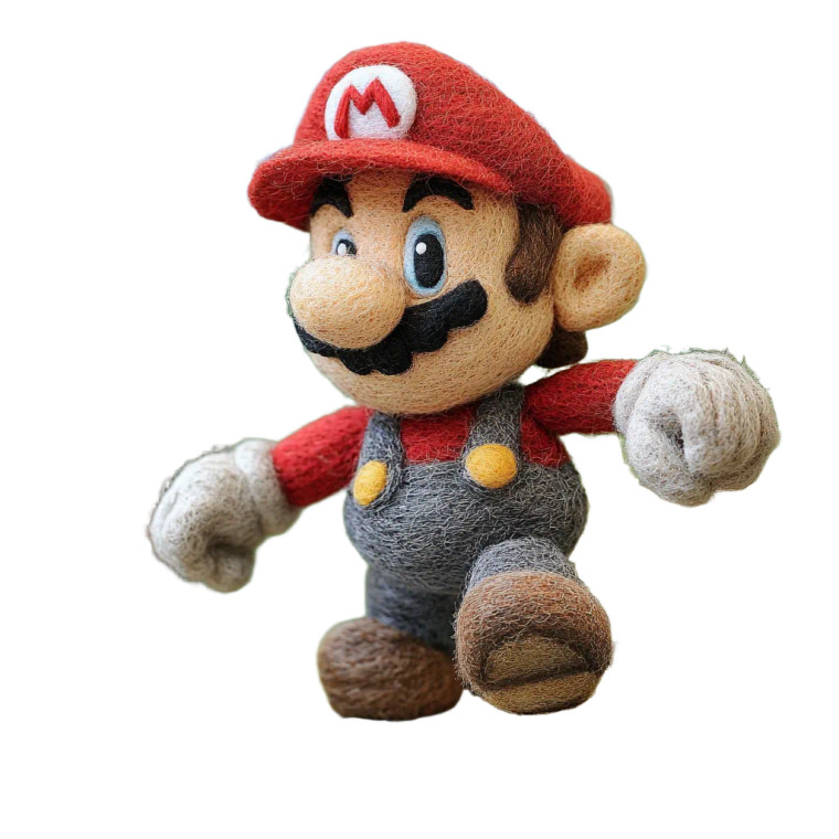 Wool Felt Mario Vinyl Car Decal Sticker – Waterproof & UV-Resistant 8"