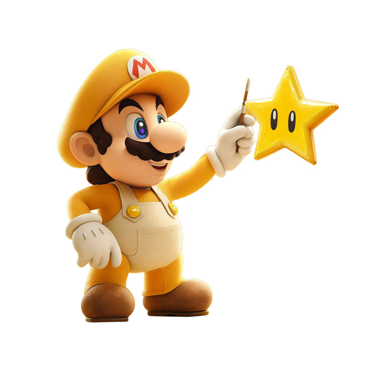 Mario Drawing Star Vinyl Car Decal Sticker – Waterproof & UV-Resistant 8"