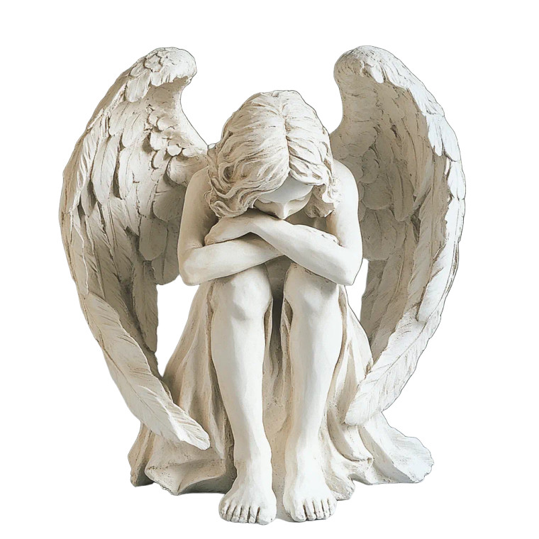 Angel Statue Sitting V2 Vinyl Car Decal Sticker – Waterproof & UV-Resistant 8"