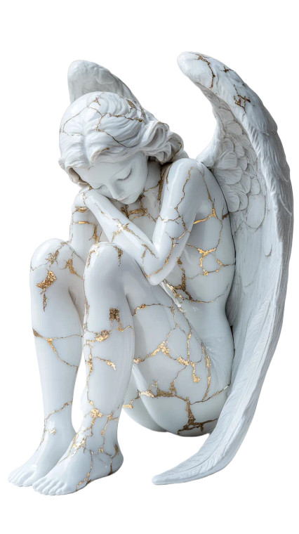 Porcelain Angel Kintsugi Vinyl Car Decal Sticker – Waterproof & UV-Resistant 8"