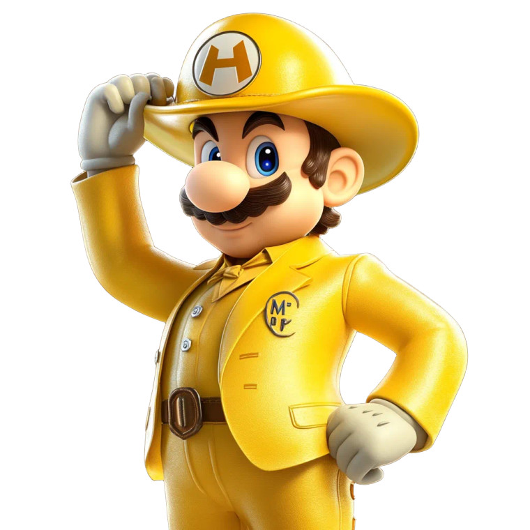 Yellow Suited Mario Vinyl Car Decal Sticker – Waterproof & UV-Resistant 8"