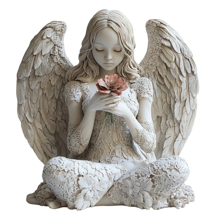 Wooden Angel Sculpture Vinyl Car Decal Sticker – Waterproof & UV-Resistant 8"