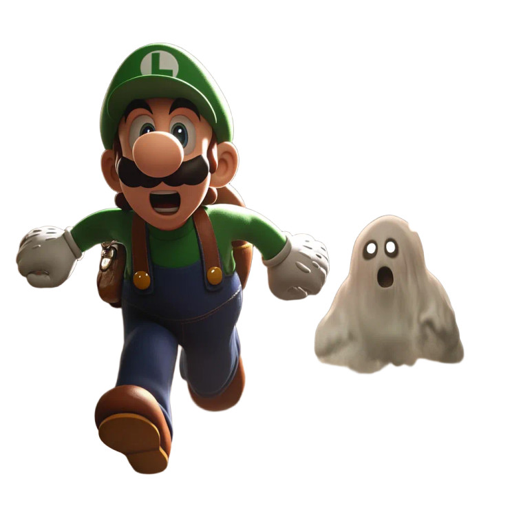 Luigi Escapes Ghosts Vinyl Car Decal Sticker – Waterproof & UV-Resistant 8"