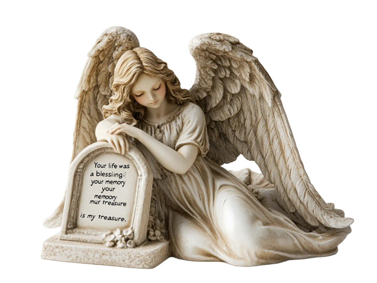 Angel Remembrance Figurine Vinyl Car Decal Sticker – Waterproof & UV-Resistant 8"