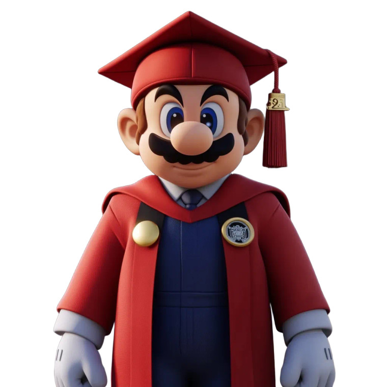 Graduating Mario Vinyl Car Decal Sticker – Waterproof & UV-Resistant 8"