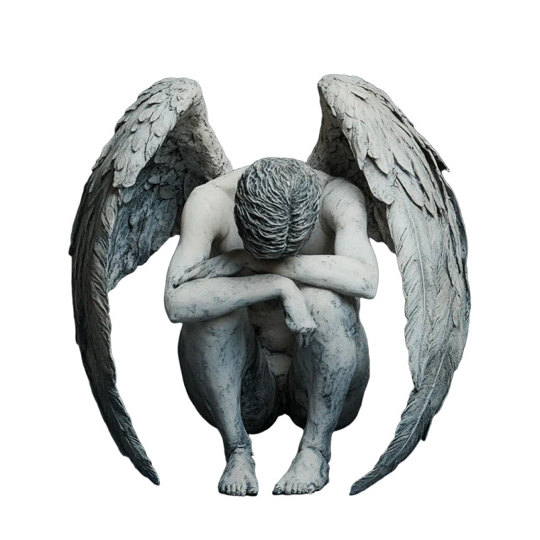 Crouching Angel Vinyl Car Decal Sticker – Waterproof & UV-Resistant 8"