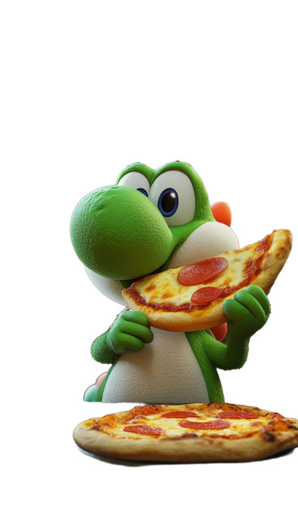 Yoshi Eating Pizza Vinyl Car Decal Sticker – Waterproof & UV-Resistant 8"