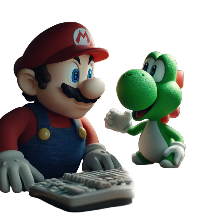 Mario And Yoshi Coding Vinyl Car Decal Sticker – Waterproof & UV-Resistant 8"
