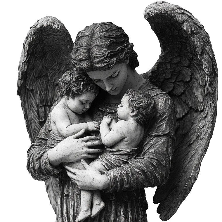 Angel Statue With Babies Vinyl Car Decal Sticker – Waterproof & UV-Resistant 8"