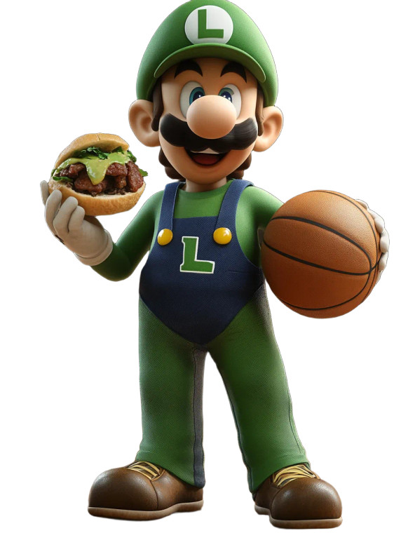 Luigi Basketball Torta Vinyl Car Decal Sticker – Waterproof & UV-Resistant 8"