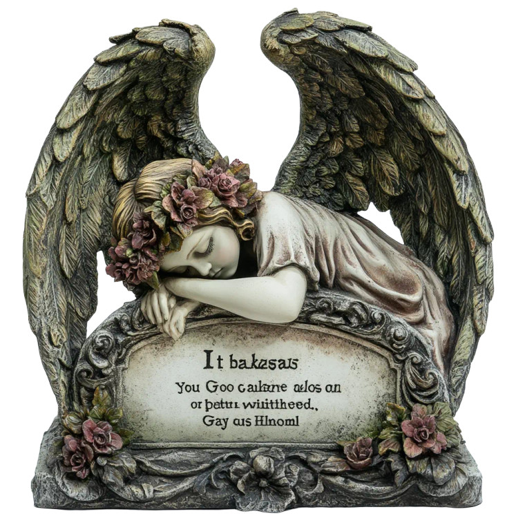 Sorrowful Angel Tombstone Vinyl Car Decal Sticker – Waterproof & UV-Resistant 8"