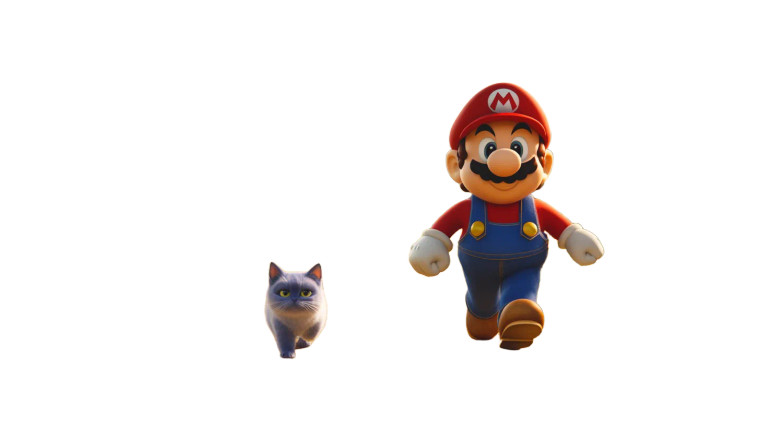 Mario And Cat Walk Vinyl Car Decal Sticker – Waterproof & UV-Resistant 8"