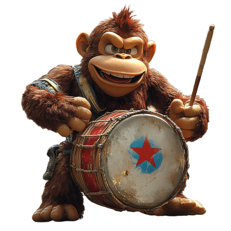 Donkey Kong Drumming Vinyl Car Decal Sticker – Waterproof & UV-Resistant 8"
