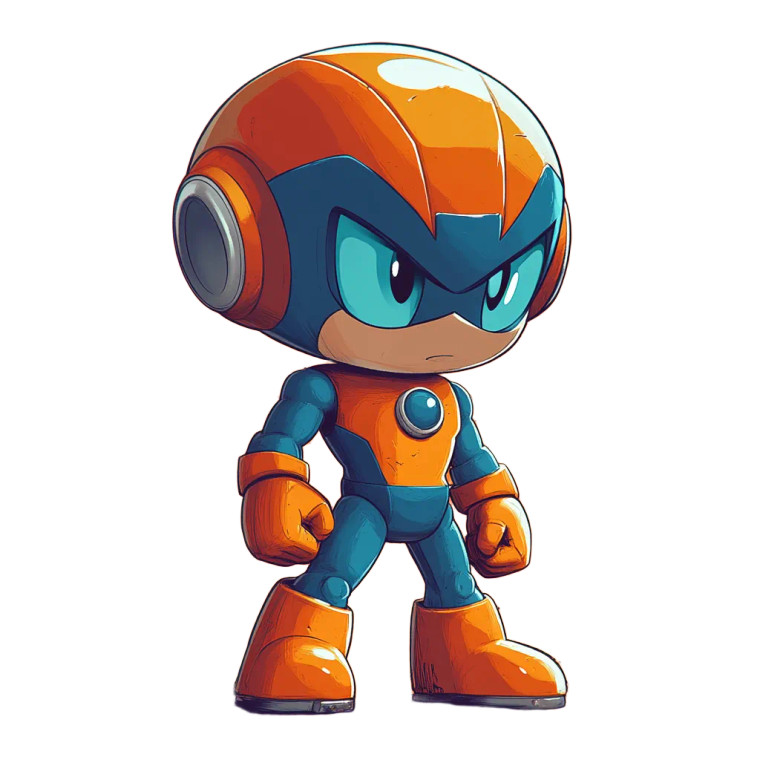 Orange Mega Man Vinyl Car Decal Sticker – Waterproof & UV-Resistant 8"