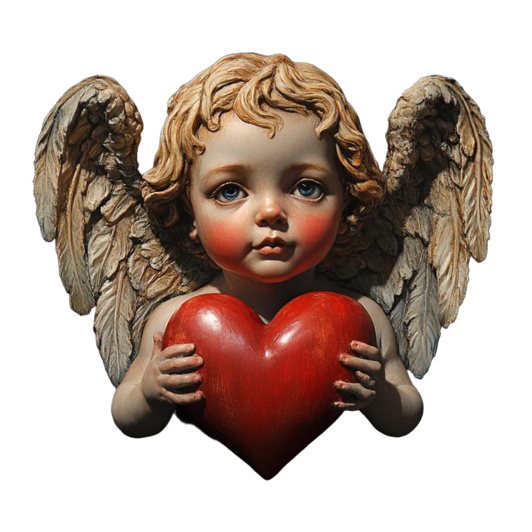 Cherub Angel Heart Vinyl Car Decal Sticker – Waterproof & UV-Resistant 8"