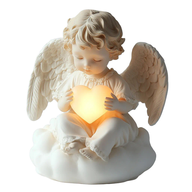 Glowing Heart Angel Vinyl Car Decal Sticker – Waterproof & UV-Resistant 8"