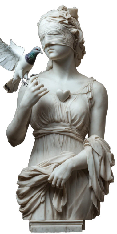 Blindfolded Woman With Pigeon Vinyl Car Decal Sticker – Waterproof & UV-Resistant 8"