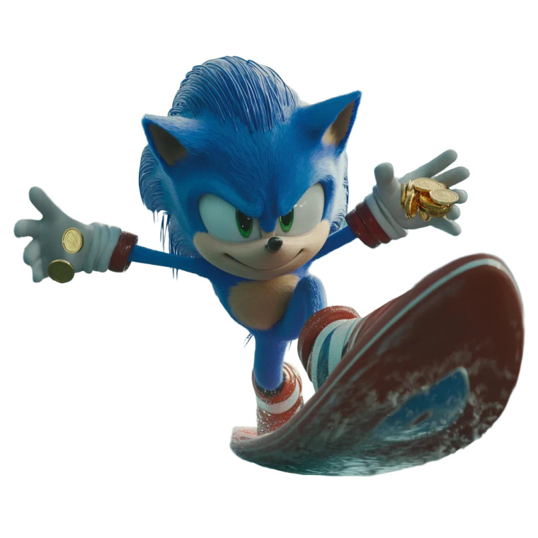 Sonic Surfing Coins Vinyl Car Decal Sticker – Waterproof & UV-Resistant 8"