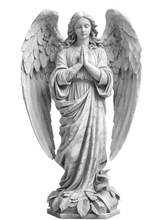 Praying Angel Sculpture V7 Vinyl Car Decal Sticker – Waterproof & UV-Resistant 8"