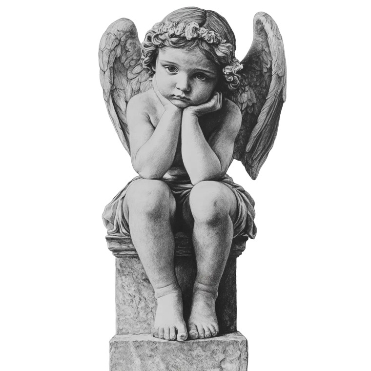 Cherub Statue Drawing Vinyl Car Decal Sticker – Waterproof & UV-Resistant 8"