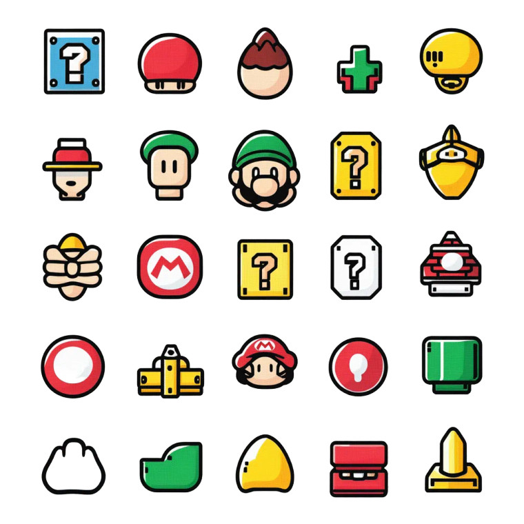 Super Mario Icons Vinyl Car Decal Sticker – Waterproof & UV-Resistant 8"