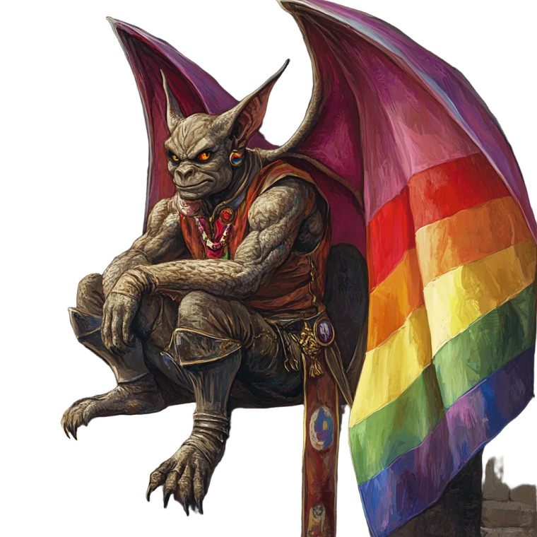 Rainbow Flag Gargoyle Vinyl Car Decal Sticker – Waterproof & UV-Resistant 8"