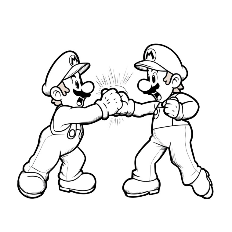 Mario Punching Luigi Vinyl Car Decal Sticker – Waterproof & UV-Resistant 8"