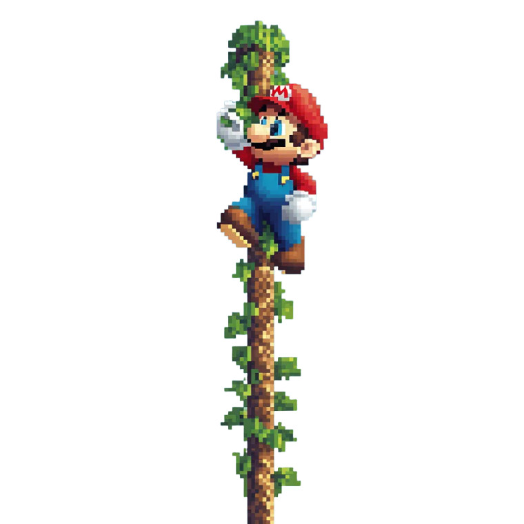 Pixelated Mario Climber V2 Vinyl Car Decal Sticker – Waterproof & UV-Resistant 8"