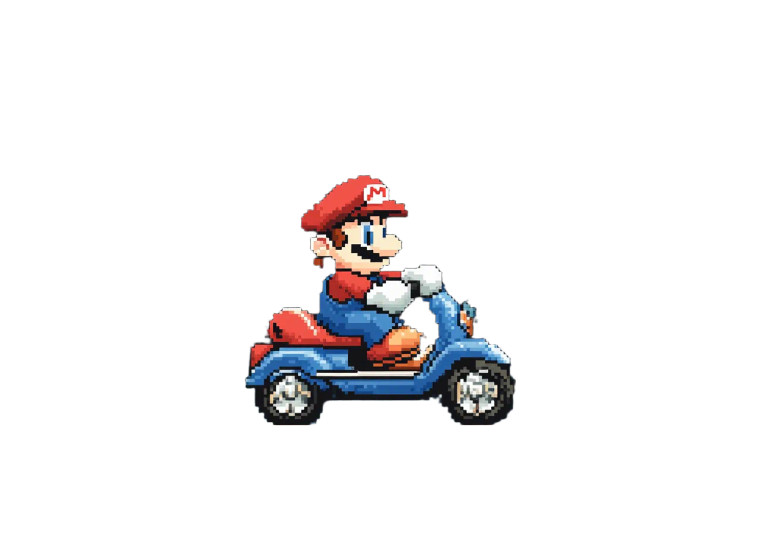 8-Bit Mario Scooter Vinyl Car Decal Sticker – Waterproof & UV-Resistant 8"