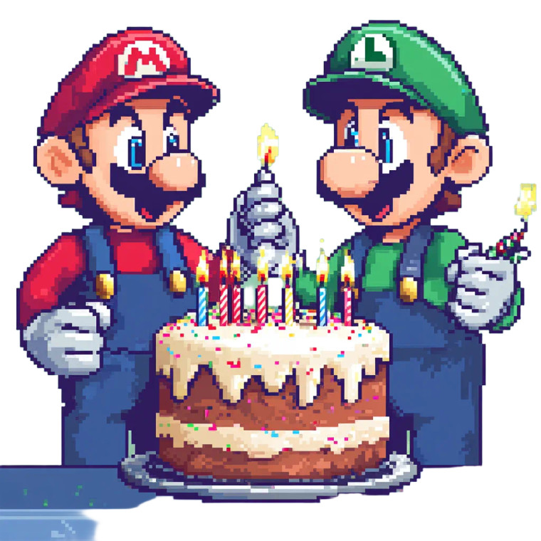 8Bit Birthday Cake Vinyl Car Decal Sticker – Waterproof & UV-Resistant 8"