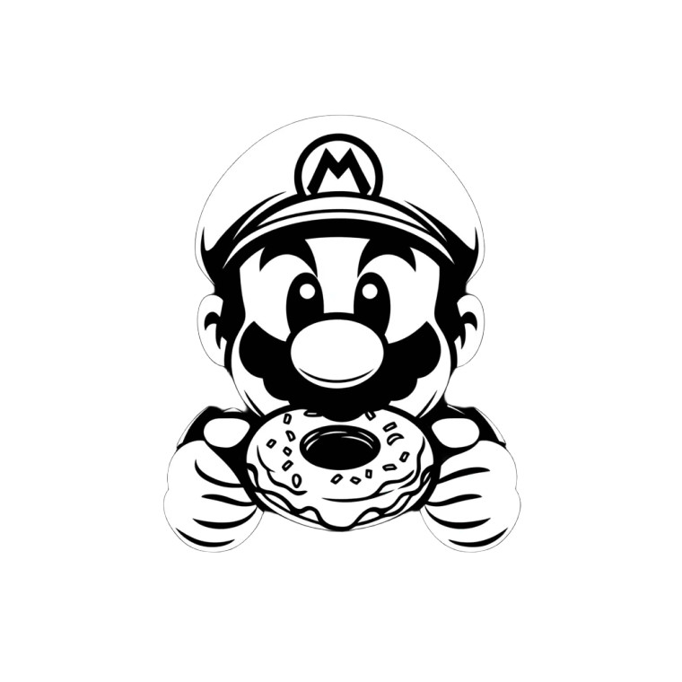 Mario Eating Donut Vinyl Car Decal Sticker – Waterproof & UV-Resistant 8"