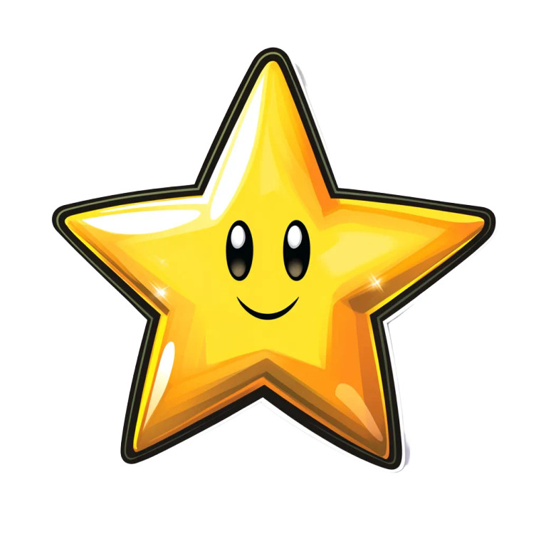 Golden Cartoon Star Vinyl Car Decal Sticker – Waterproof & UV-Resistant 8"
