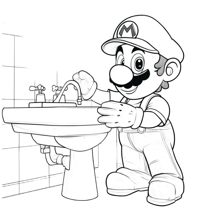 Mario Fixing Sink Vinyl Car Decal Sticker – Waterproof & UV-Resistant 8"