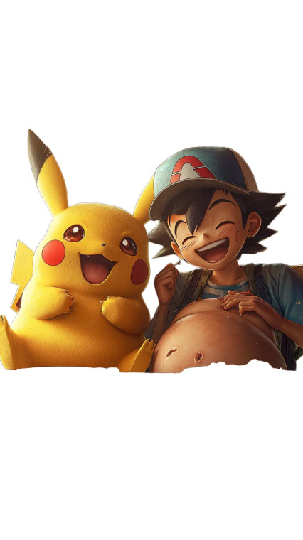 Overstuffed Pikachu And Ash Vinyl Car Decal Sticker – Waterproof & UV-Resistant 8"