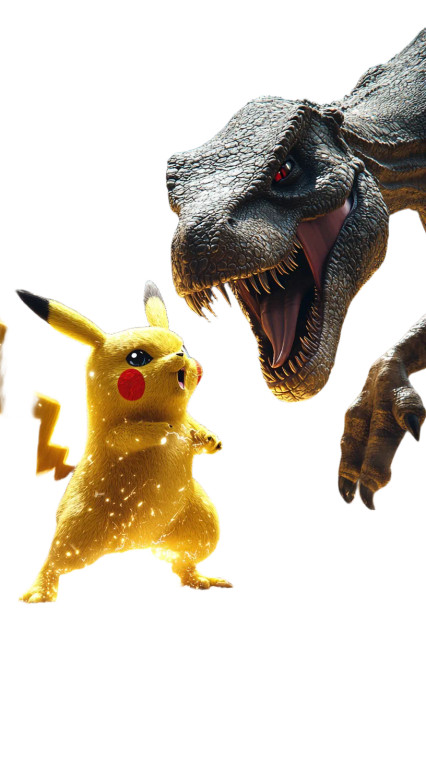 Pikachu Vs T. Rex Vinyl Car Decal Sticker – Waterproof & UV-Resistant 8"