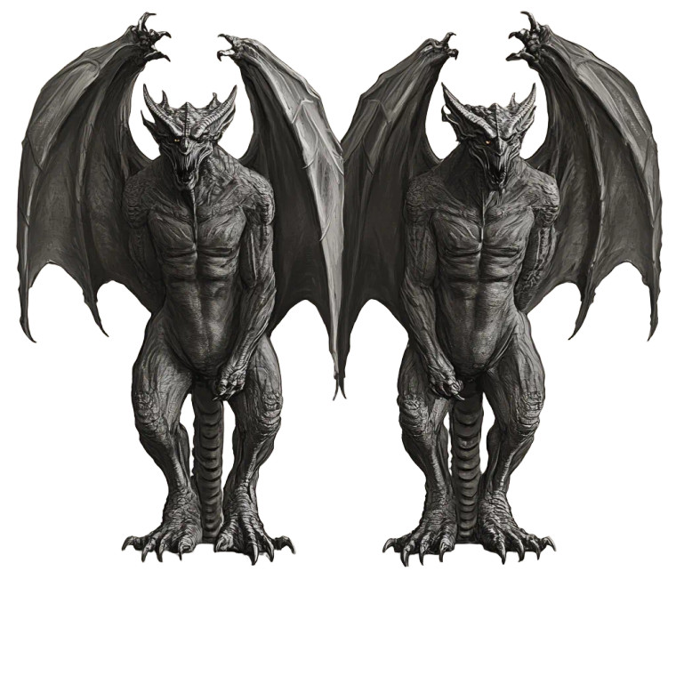 Gargoyle Twins Art Vinyl Car Decal Sticker – Waterproof & UV-Resistant 8"