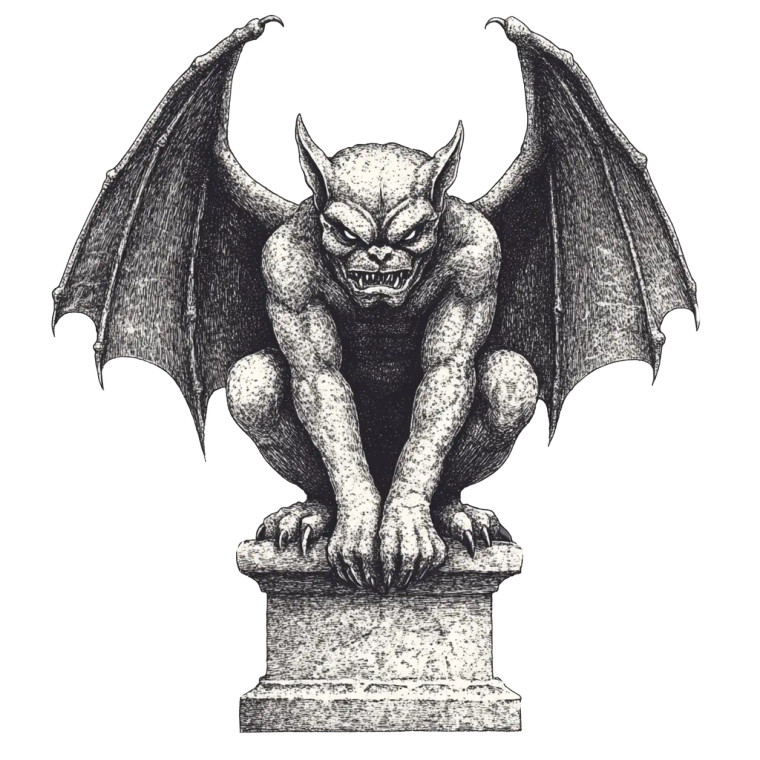 Stone Gargoyle Sketch Vinyl Car Decal Sticker – Waterproof & UV-Resistant 8"