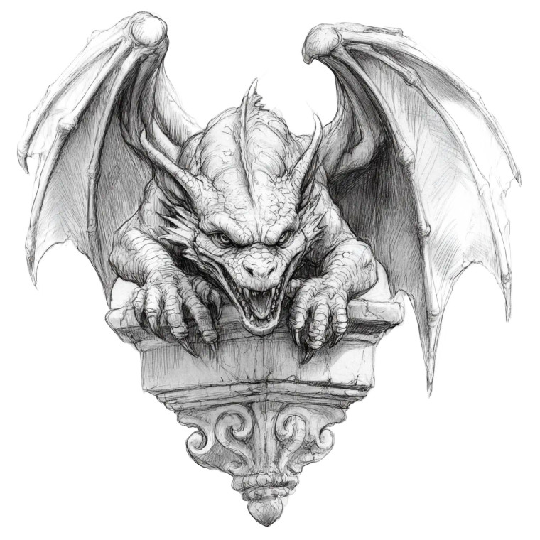 Dragon Gargoyle Sketch Vinyl Car Decal Sticker – Waterproof & UV-Resistant 8"
