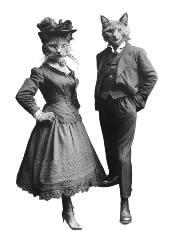 Anthropomorphic Cats Pose Vinyl Car Decal Sticker – Waterproof & UV-Resistant 8"