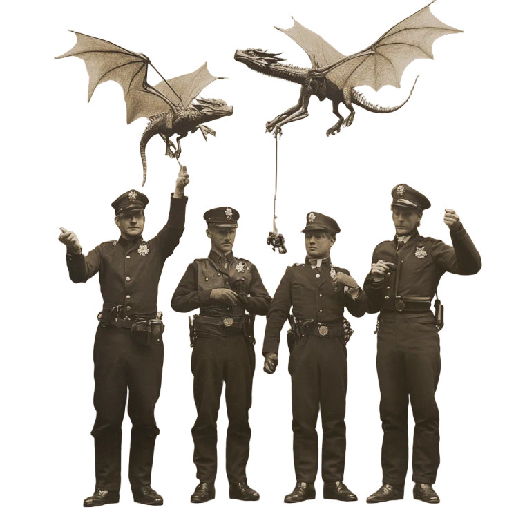 Victorian Dragon Cops Vinyl Car Decal Sticker – Waterproof & UV-Resistant 8"