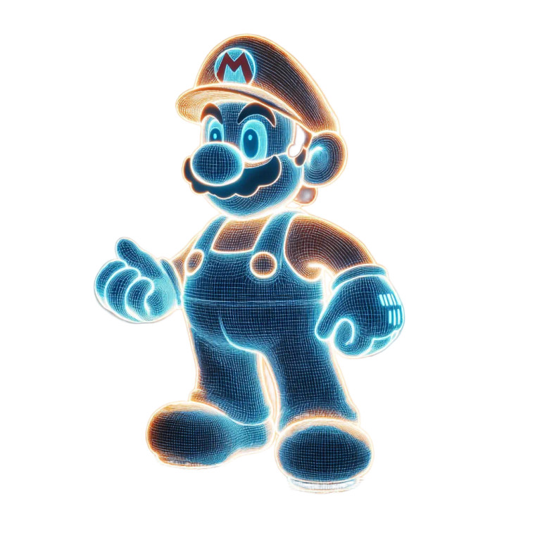 Glowing Hologram Mario Vinyl Car Decal Sticker – Waterproof & UV-Resistant 8"