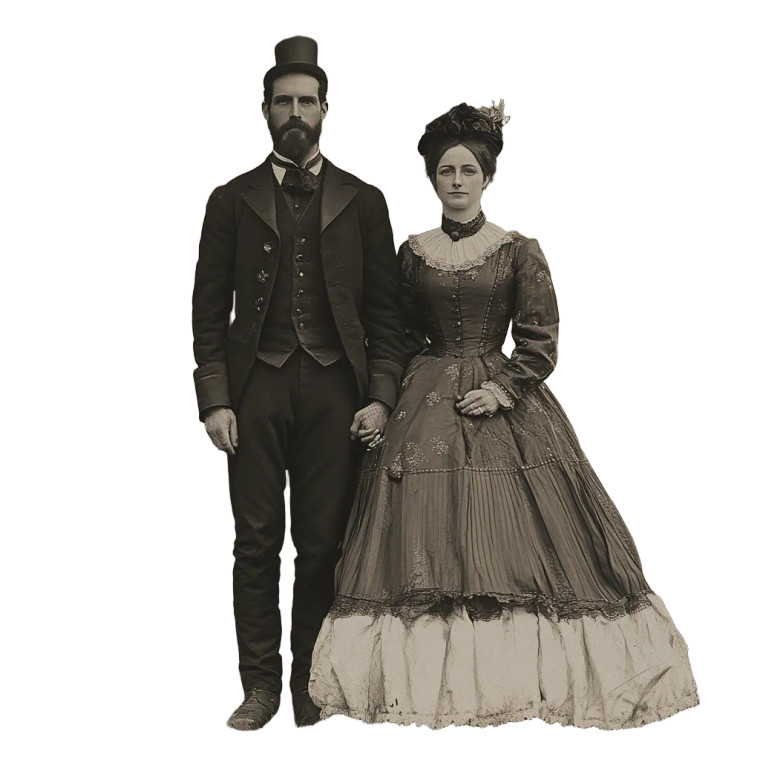 19Th Century Couple Vinyl Car Decal Sticker – Waterproof & UV-Resistant 8"