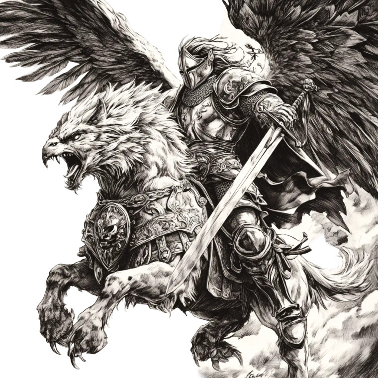 Knight On Griffin V2 Vinyl Car Decal Sticker – Waterproof & UV-Resistant 8"